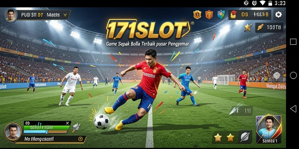 Tampilan dinamis gameplay 171SLOT yang penuh aksi sepak bola.