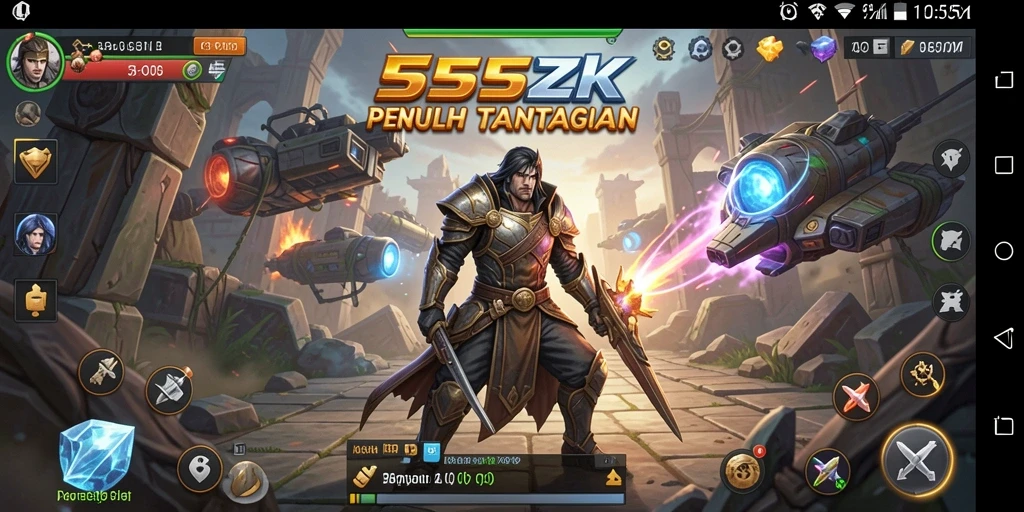 Tangkapan layar gameplay <strong>555ZK</strong> yang menampilkan strategi pertempuran.