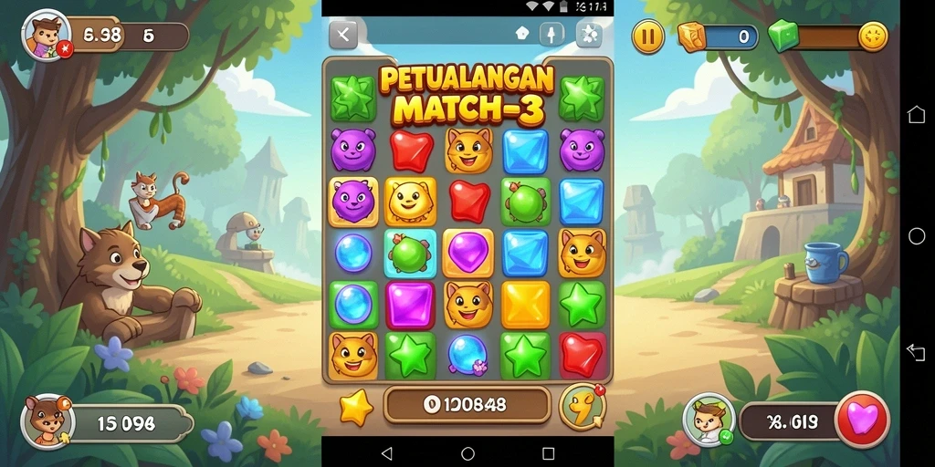 Tampilan gameplay seru dalam ID098 yang penuh warna.