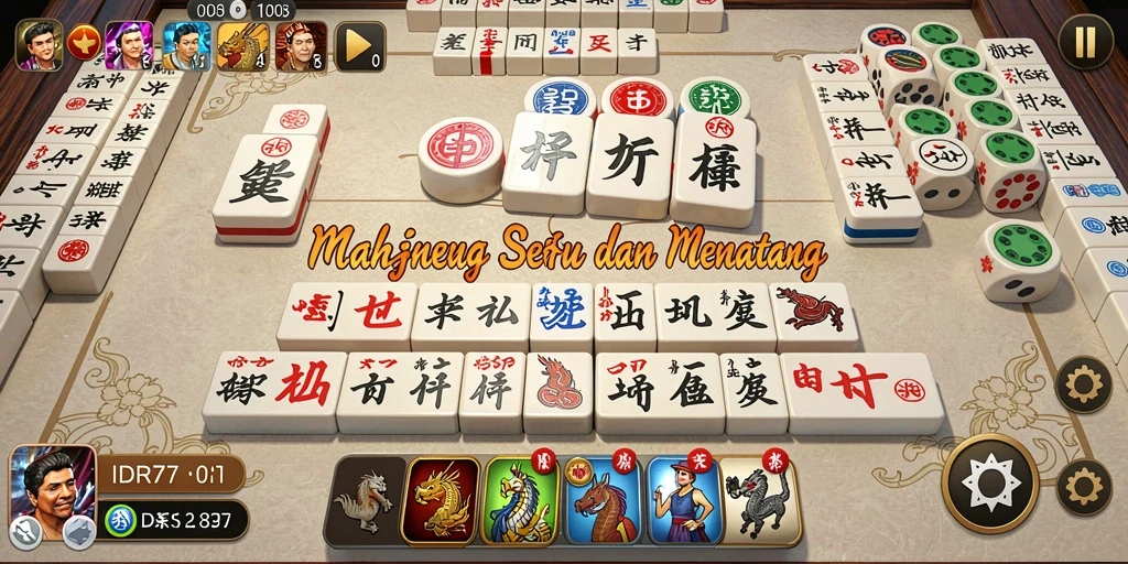 Tampilan dinamis permainan Mahjong di IDR77 dengan gameplay seru.