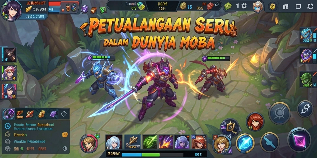 Tampilan aksi seru dalam permainan MOBA JEJUSLOT.
