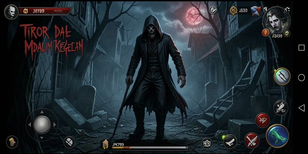 Tampilan seram di dalam gameplay JP6789 dengan makhluk menakutkan.