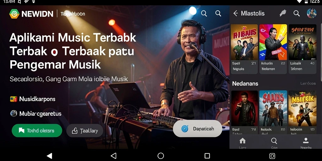 Tangkapan layar gameplay <strong>NEWIDN</strong> menampilkan antarmuka interaktif dan beragam pilihan lagu.