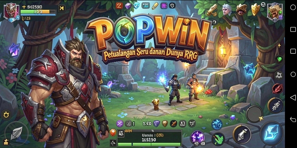 Screenshot gameplay POPWIN menampilkan pertarungan yang mendebarkan.