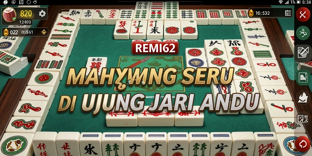 Screenshot REMI62 menunjukkan tampilan gameplay Mahjong yang menarik.