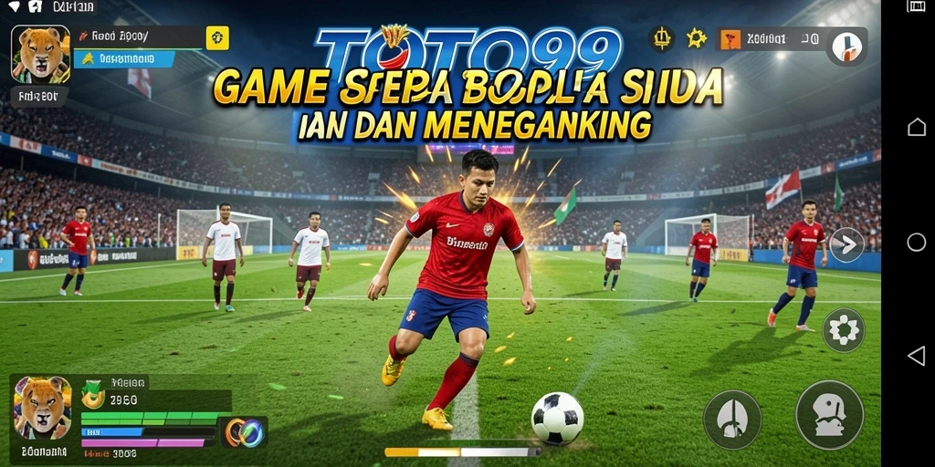Tangkapan layar gameplay TOTO99 yang menampilkan aksi sepak bola yang seru.