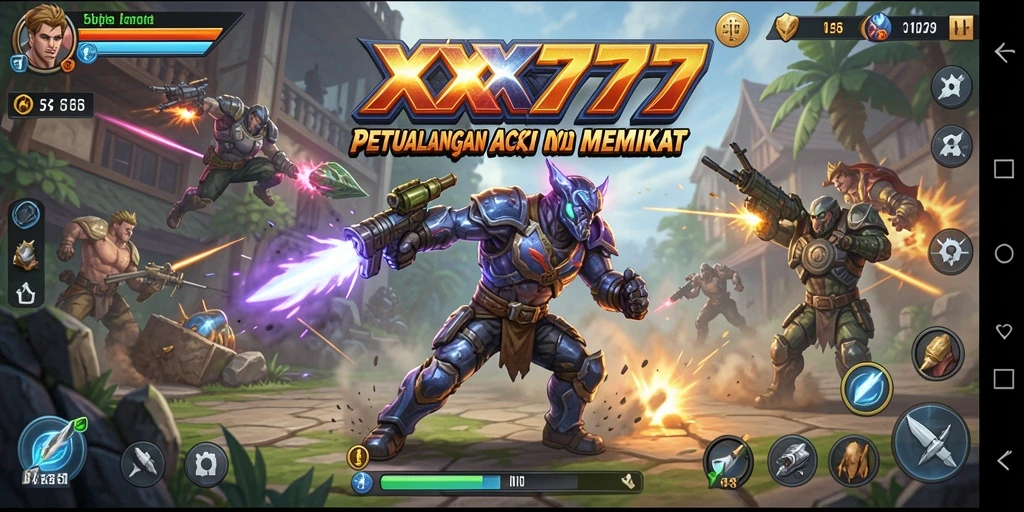 Tampilan gameplay XXX777 dengan grafis epik dan aksi seru.