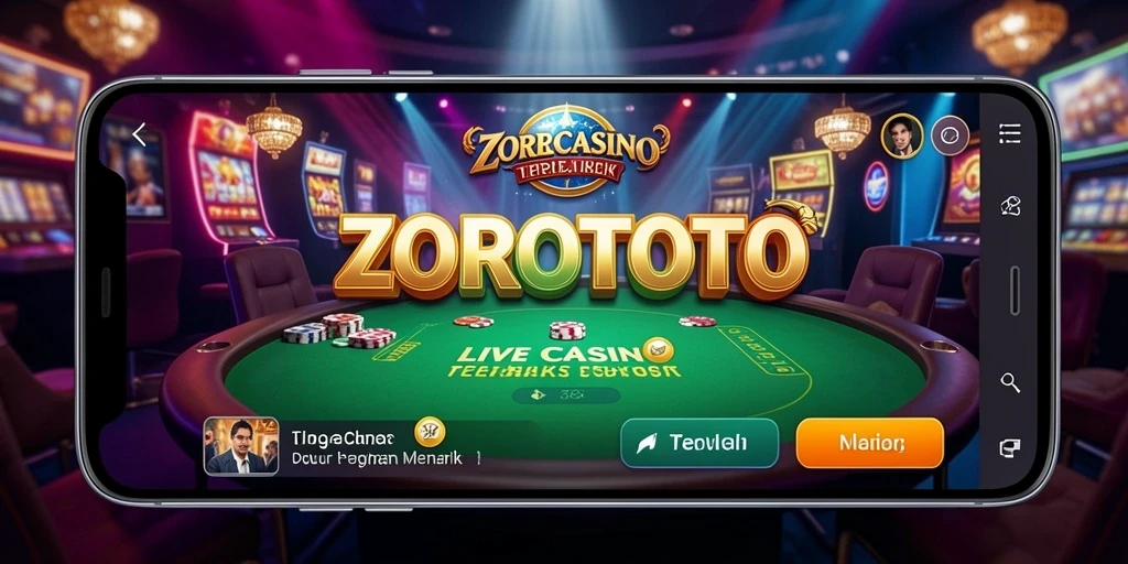 Screenshot gameplay ZOROTOTO menampilkan dealer langsung dan permainan yang spektakuler.